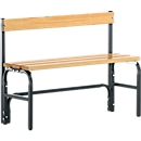 Banc de vestiaires, fils en acier/bois, simple, avec dossier, L 1015 mm, anthracite