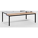 Banc, noir avec 3 planches en hêtre, 1230 mm de largeur