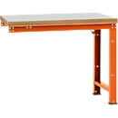 Banco de trabajo de ampliación Manuflex Profi Standard, tablero plástico, 1250 x 700 mm, rojo anaranjado