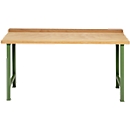 Banco de trabajo modular Schäfer Shop Select, mueble básico, tablero multiplex de haya, hasta 500 kg, An 1500 x Pr 700 x Al 840 mm, verde Reseda ral 6011