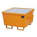 Cubeta BAUER AM-1, con rejilla, acero, 215 l, ancho 800 x fondo 800 x alto 545 mm, naranja