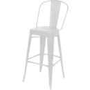 Barhocker Paperflow URBAN, Rückenlehne, stapelbar, UV-behandelt, perforierte Sitzfläche, B 360 x T 365 x H 760 mm, Stahl verzinkt, weiß/weiß, 2 Stück