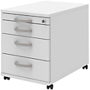 BARI file cabinet on castors, material drawer, 3 drawers, lockable, W 432 x D 577 x H 538 mm, white