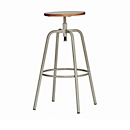 Barkruk PARIS, in hoogte verstelbaar, ronde buisvoet, Ø 390 x D 390 x H 700-800 mm, taupe/taupe