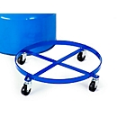 Barrel trolley for vertical transport of 200 l steel barrels