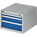 Base de cajones para banco de trabajo modular, tipo 1, 3 cajones, azul genciana RAL 5010/aluminio blanco RAL 9006