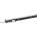 Bâti de prises 683/8, 4x, 2 x USB A, interrupteur marche/arrêt, interrupteur FI, câble de 4,5 m, 16 A/250 V, L 683 x P 44 x H 52 mm, aluminium