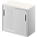Beistellschrank TETRIS SOLID, 2 OH, in Schreibtischhöhe, B 800 mm, 25 mm Abdeckplatte, weiß/weißalu