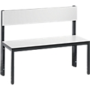 Bench Basic Plus, 1-sided, backrest, without shoe rack, 4-legged base black-grey RAL 7021, W 1000 mm, decor white