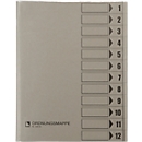 bene Ordnungsmappe m. Schutzumschlag, Pendarec-Karton, recycling, grau, 12-tlg.