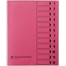 bene Ordnungsmappe m. Schutzumschlag, Pendarec-Karton, recycling, rosa, 12-tlg.