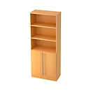 Bibliothèque combinée JENA, 5 HC, 3 compartiments ouverts + 2 portes, l. 800 x P 420 x H 2004 mm, décor hêtre