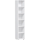 Bibliothèque étagères, 6 HC, 5 étagères, l. 400 x P 400 x H 2160 mm, blanc