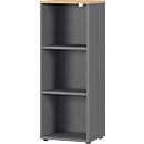 Bibliothèque étagères Agenda Home, 3 HC, L 450 x P 400 x H 1200 mm, graphite/chêne