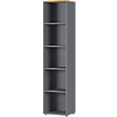 Bibliothèque étagères Agenda Home, 5 HC, L 450 x P 400 x H 1970 mm, graphite/chêne