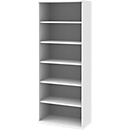 Bibliothèque étagères BARI, 6 HC, 5 étagères, l. 800 x P 430 x H 2174 mm, blanc