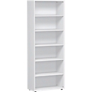 Bibliothèque étagères PALENQUE, 6 HC, l. 800 x P 400 x H 2160 mm, blanc
