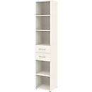 Bibliothèque TEMPIO - en bois - avec 2 tiroirs - L 400 x P 330 x H 2130 mm - 6 HC - blanc