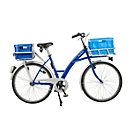 Bicicleta de transporte, 3 velocidades, cuadro de acero, portacargas en la rueda delantera, iluminación, azul RAL 5002