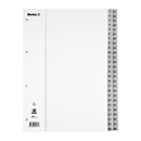 Biella Register, für DIN A4, 52-teilig, numerisch 1-52, nummerierte Taben, Universallochung, Indexdruck, L 296 x B 226 mm, Polypropylen, grau