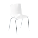 Bistrostuhl FONDO, 4-Bein-Kunststoffstuhl, Gestell verchromt, bis 6 Stühle stapelbar, weiß