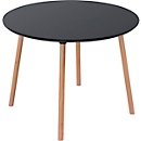 Bistrotafel Palomba, rond, 4-poots massief houten frame, Ø 1000 x H 750 mm, zwart/beuken