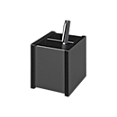 Black Office pencil cup, 2 compartments, acrylic glass, black, with rubber feet