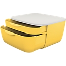 Bloc à tiroirs Cosy Leitz®, 2 tiroirs, L 251 x P 275 x H 143 mm, pour format entre A4 et A5, avec patins en caoutchouc, compatible avec les aliments, jaune