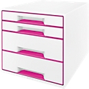 Bloc à tiroirs WOW CUBE 5213 LEITZ®, 4 tiroirs, format A4, polystyrène, rose