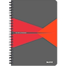 Bloc collège Office 445800 LEITZ®, format A5, reliure plastifiée, quadrillé, rouge