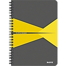 Bloc collège Office 449800 LEITZ®, format A5, PP, quadrillé, jaune