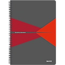 Bloc collège Office 464700 LEITZ®, format A4, reliure plastifiée, quadrillé, rouge