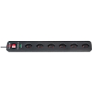 Bloc multiprise avec antisurtension Eco-Line 13500 A, 6 prises, noir