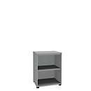 Boekenkast, 2 OH, fijne spaanplaat, B 600 x D 450 x H 820 mm, zilver