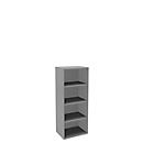 Boekenkast, 4 OH, fijne spaanplaat, B 600 x D 450 x H 1580 mm, zilver