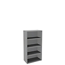 Boekenkast, 4 OH, fijne spaanplaat, B 800 x D 450 x H 1580 mm, zilver