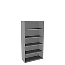 Boekenkast, 5 OH, fijne spaanplaat, B 1000 x D 450 x H 1930 mm, zilver