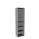 Boekenkast, 6 OH, fijne spaanplaat, B 600 x D 450 x H 2300 mm, zilver