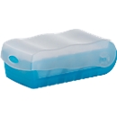 Boîte à fiches Croco HAN, plastique, format A7, avec couvercle, bleu translucide