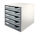 Boîte à tiroirs LEITZ®, 5 tiroirs, format A4, polystyrène, gris clair/gris