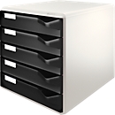 Boîte à tiroirs LEITZ®, 5 tiroirs, format A4, polystyrène, gris clair/noir