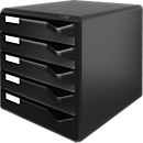 Boîte à tiroirs LEITZ®, 5 tiroirs, format A4, polystyrène, noir/noir