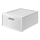 Boîte à tiroirs Rotho COUNTRY, volume 19,2 l, 1 tiroir amovible, empilable, L 450 x l 340 x H 200 mm, polypropylène, blanc