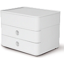 Boîte à tiroirs Smart-Box Plus HAN Allison, 2 tiroirs avec cloisons de séparation, Tiroir-plumier, empilable, plastique ABS, blanc
