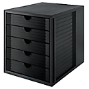 Boîte à tiroirs SYSTEMBOX KARMA, 5 tiroirs fermés, DIN A4, facile à utiliser, L 274 x P 330 x H 320 mm, noir