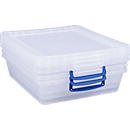 Boîtes de rangement empilables Really Useful Boxes, transparentes, avec couvercle 10,5 litres, 3 pièces
