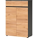 Boston kast, 3 ordnerhoogtes, B 800 x D 400 x H 1200 mm, grafiet &amp; Navarra eiken decor