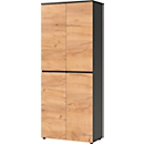 Boston kast, 5 ordnerhoogtes, B 800 x D 400 x H 1970 mm, grafiet &amp; Navarra eiken decor