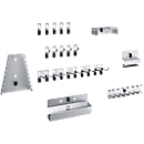 Bott Lochplatten-Zubehörsortiment Perfo, 20-teilig, 10 Haken/5 Werkzeugklemmen mit Ø 13 mm/5 Werkzeughalter, Metall verzinkt, silber