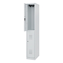 Brandweerkast C+P Flexo Wit, 1 compartiment met 2 legborden, vloerglijders, B 300 x D 500 x H 1850 mm, RAL 7035 lichtgrijs